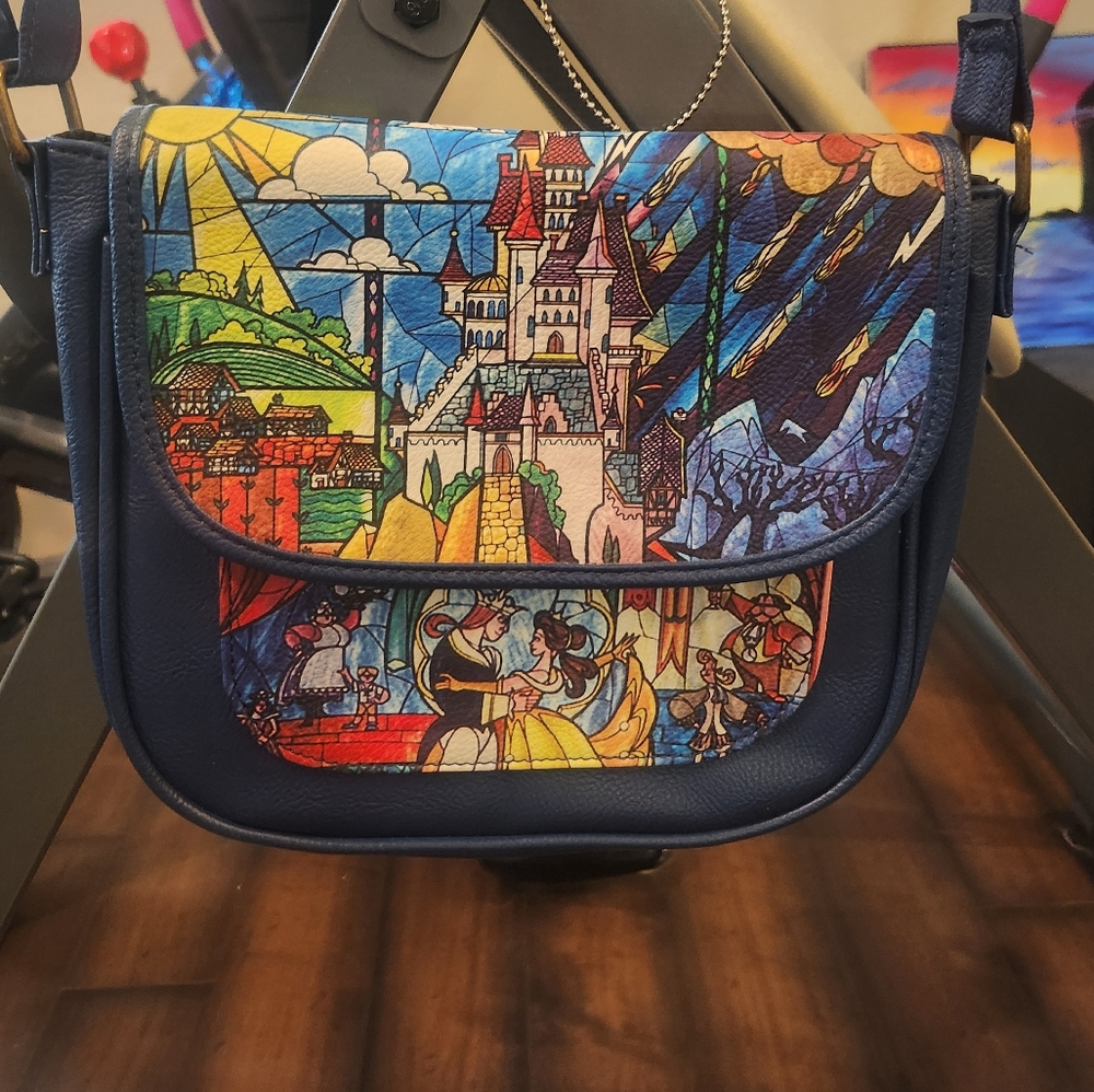 New Beautiful Disney Beauty and Beast crossbody bag purse navy Christmas gift